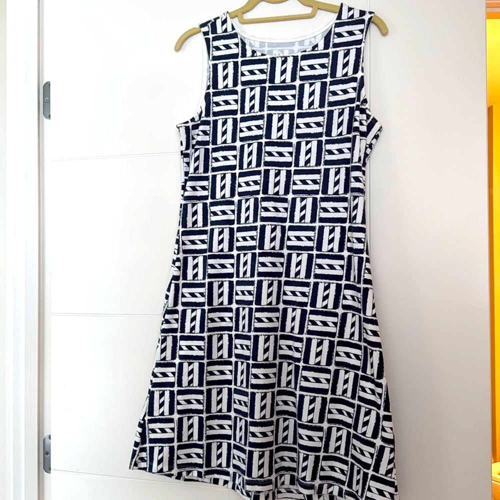 Mayo Gold Navy/white flag dress